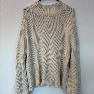 Pink Lily Cream Mockneck Balloon Sleeve Sweater